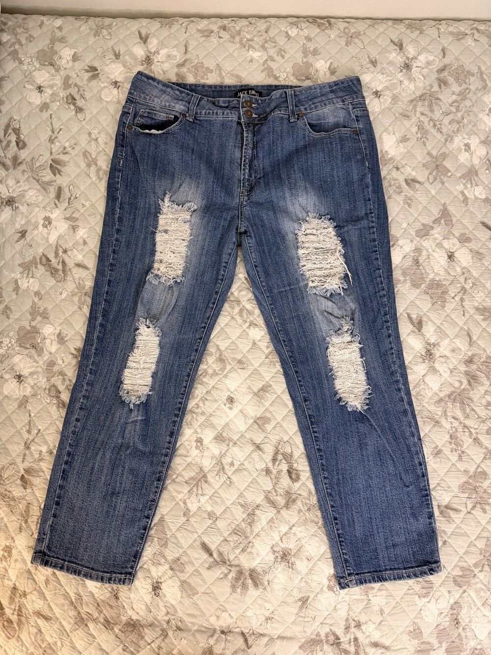 Jack Band Jeans Womens Tag 24 Distressed Skinny Crop Blue Denim Stretch 32x24